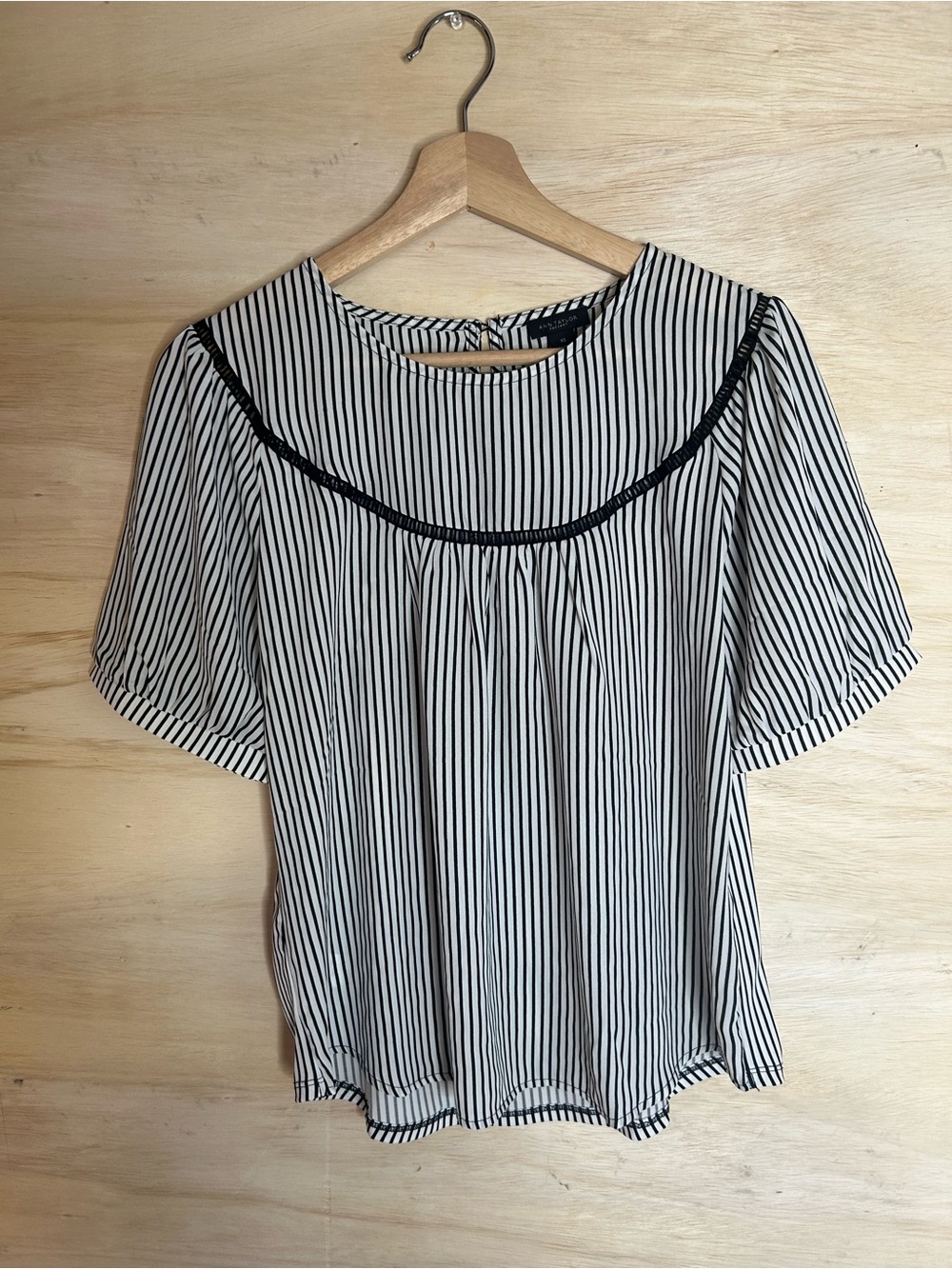 Ann Taylor Factory Black & White Striped Blouse XS